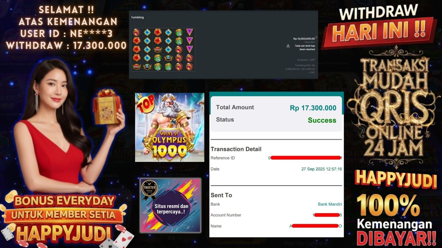 HAPPYJUDI JACKPOT SLOT GATES OF OLYMPUS 1000